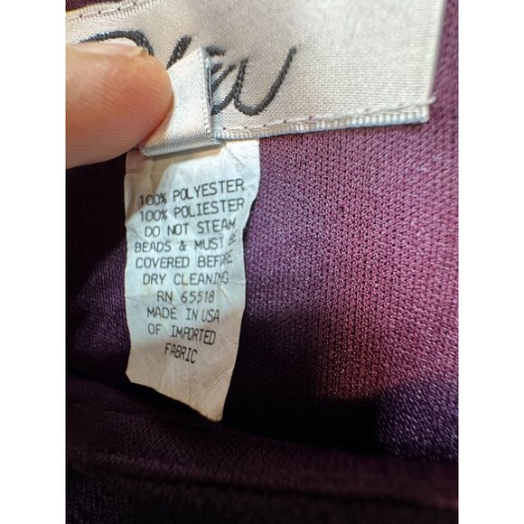 Patra Womens Tiered Chiffon Dress Size 12 Purple Beaded Evening Party Formal - Picture 3 of 15